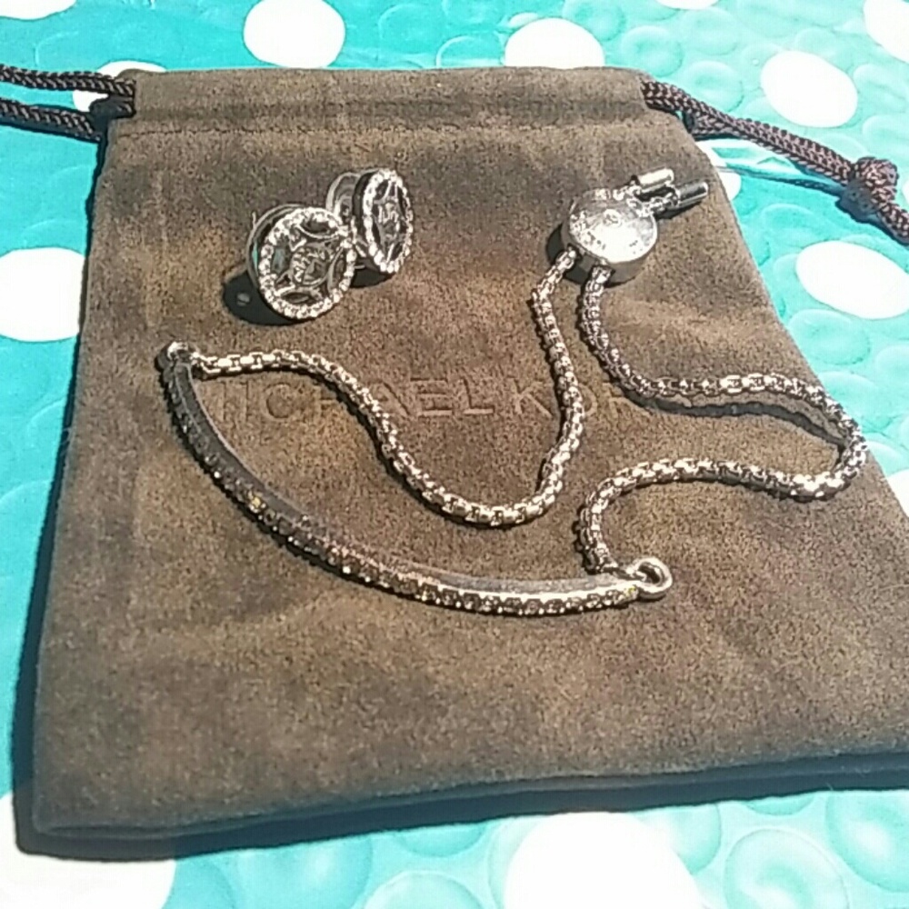 Michael Kors Silver Slider & Earrings